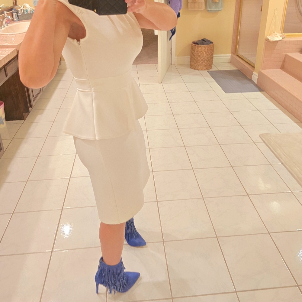 Womens size 6 sense white fitted Sleeveless dress - Picture 9 of 14